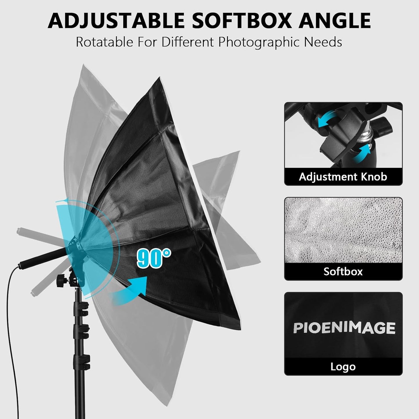 Kit Softbox luz estudio 21.6x21.6pulg LED 85W control remoto
