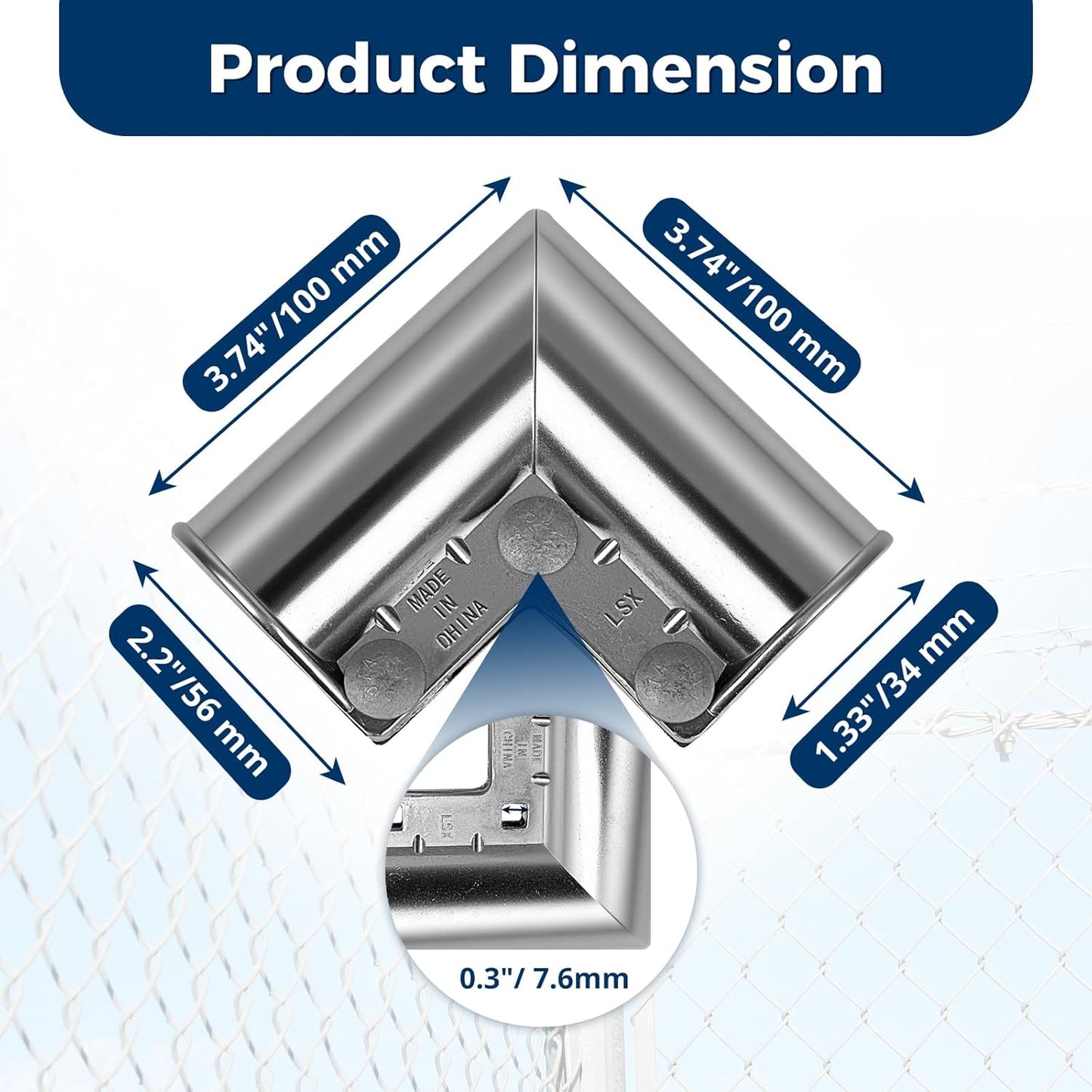 Esquinas puerta aluminio para valla cadena 1-3/8pulg 4 Pzas