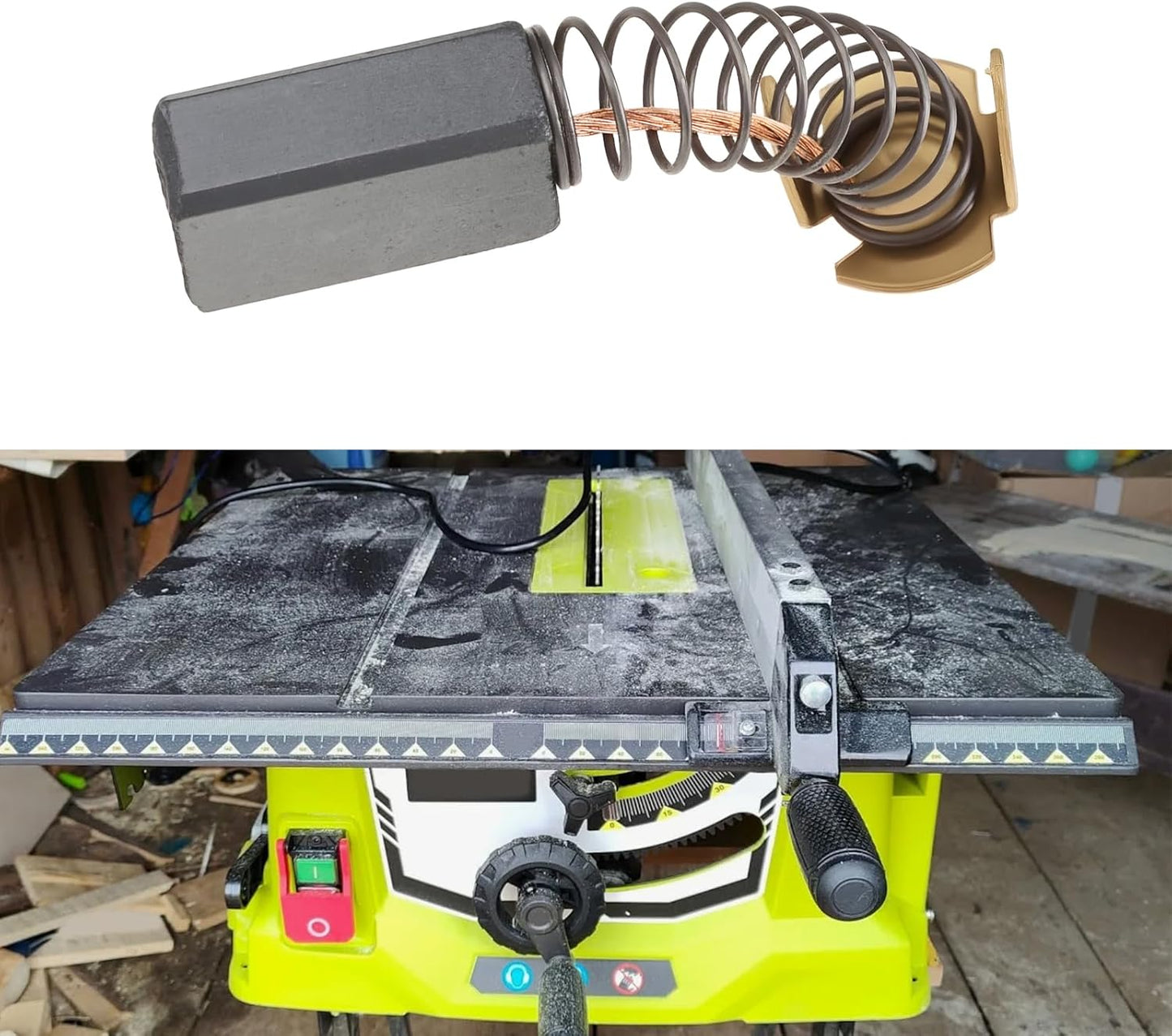 Cepillo carbón motor sierra mesa comp Ryobi RTS08