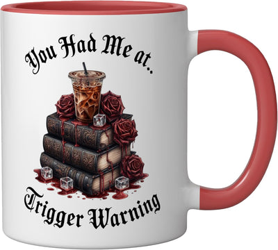 Taza de café cerámica para libro de romance oscuro con aviso de disparador
