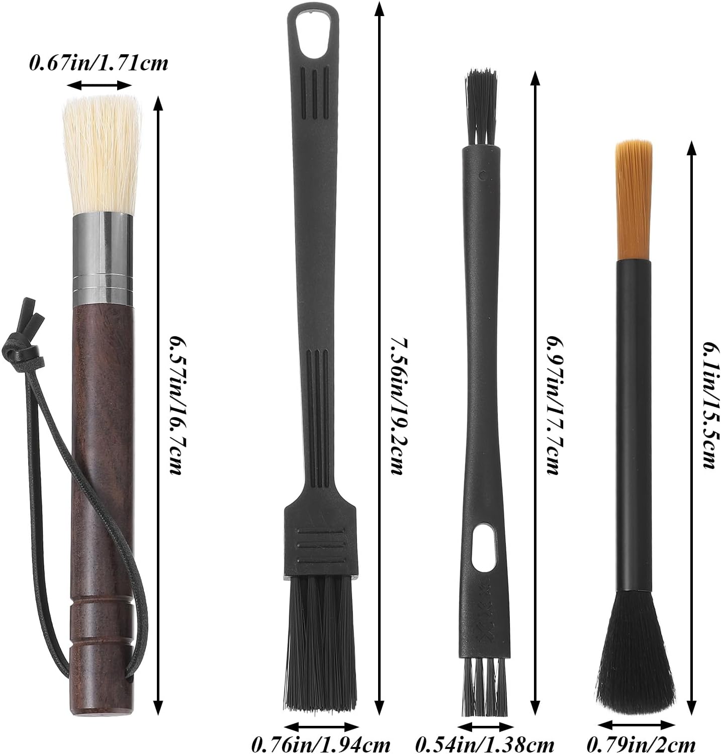 Juego de 4 cepillos de café para máquina de expreso de madera y nailon