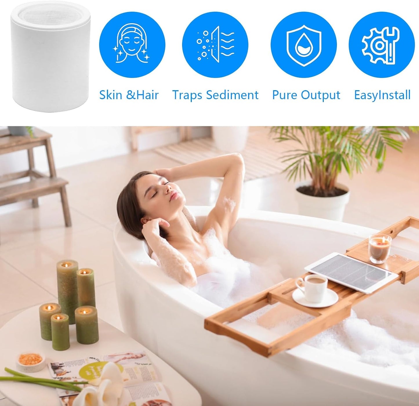 4 Filtros ducha agua dura comp Eskiin alta presion