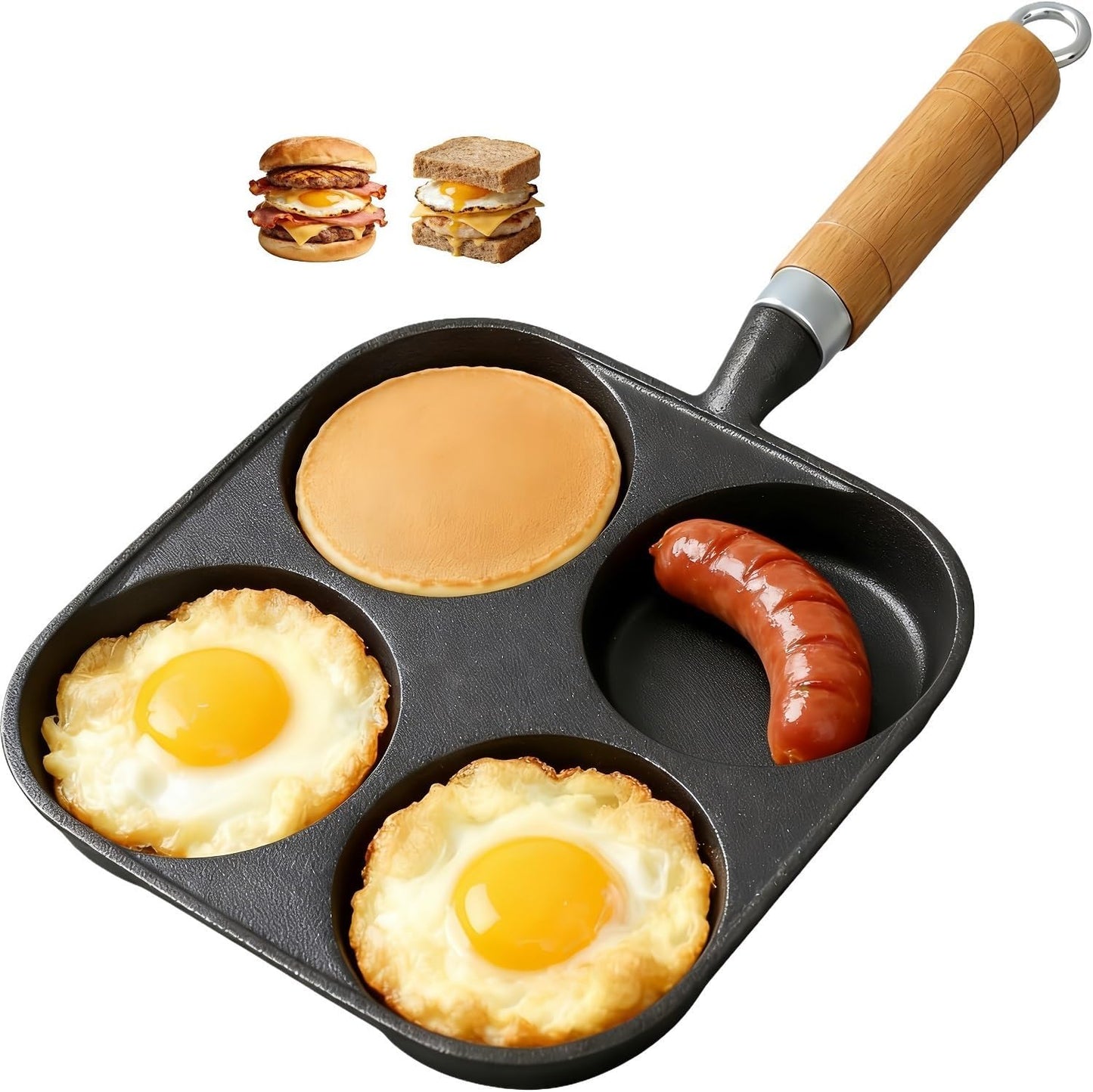 Sartén de hierro fundido para huevos 4 agujeros Plett