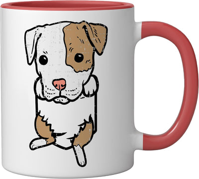 Taza Cerámica Pitbull para Amantes de Perros Roja/Blanca
