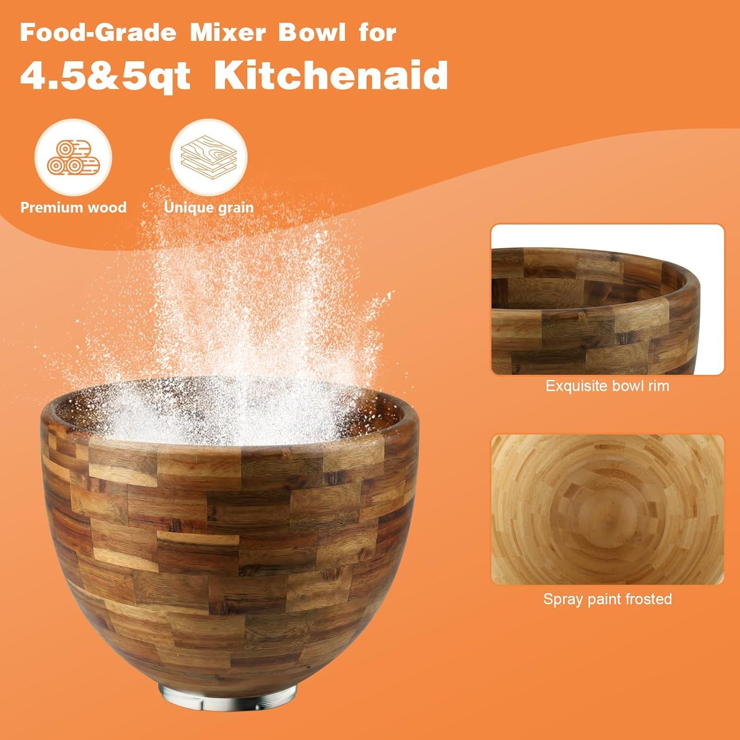 Bowl Mezclar Madera Comp KitchenAid 5qt para Pan y Ensaladas