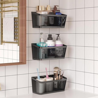 Pack de 3 canastas colgantes metálicas para cocina, baño y lavandería con ganchos adhesivos