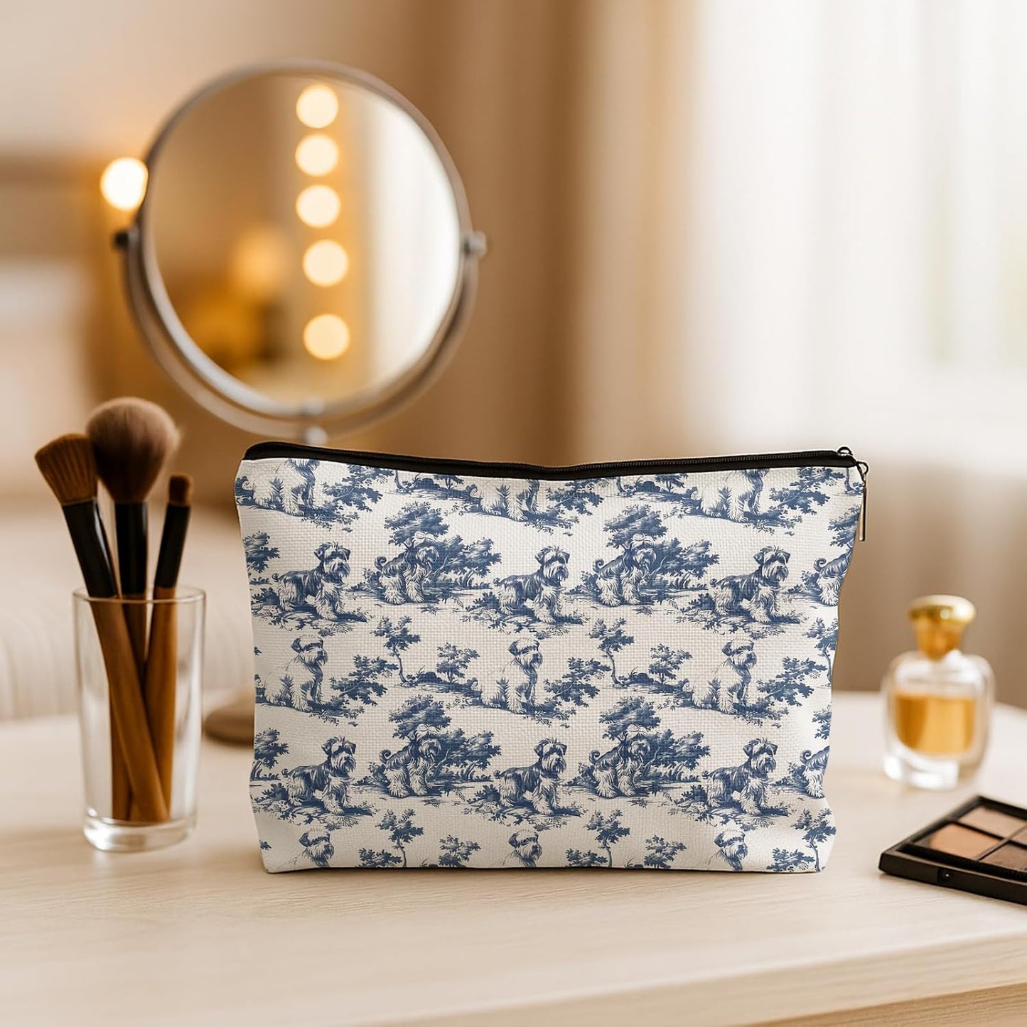 Bolsa cosméticos Dachshund azul y blanco 52 EU