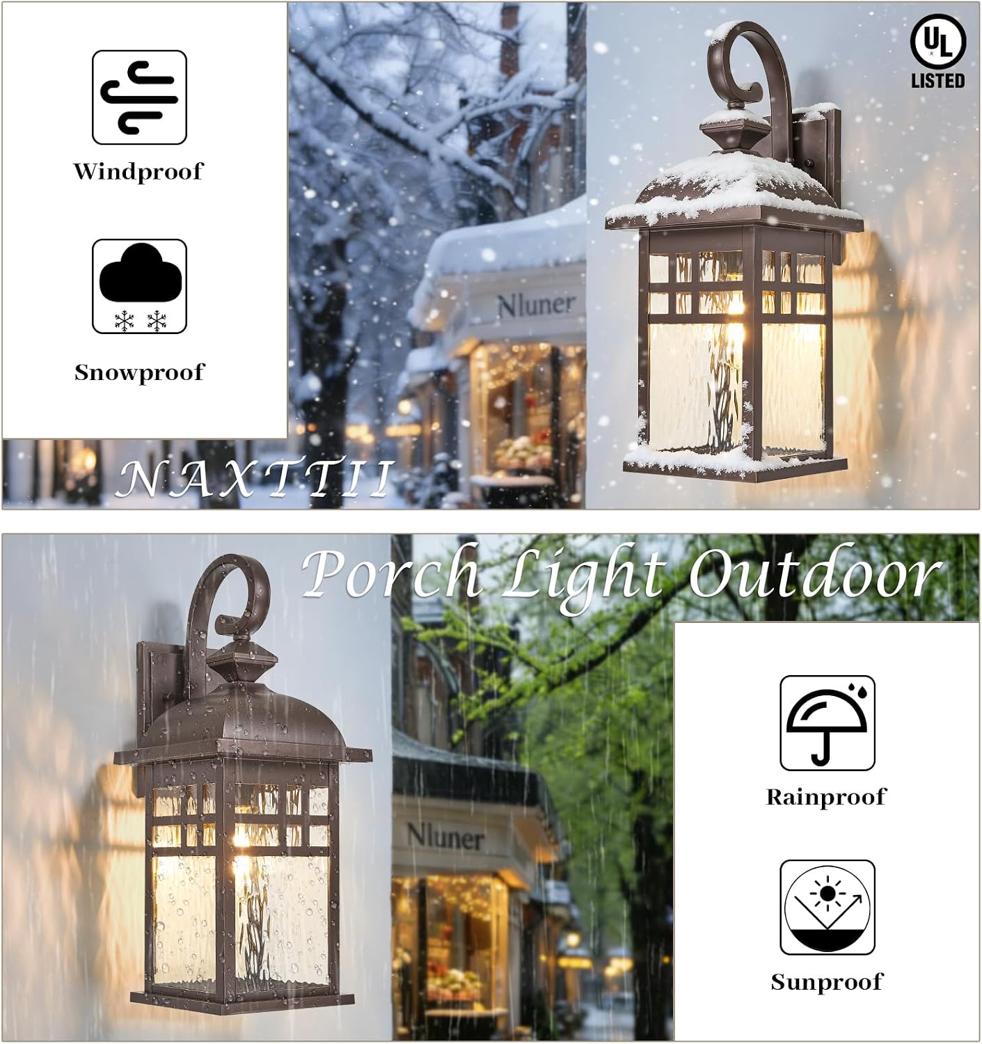Luces pared exterior impermeables vidrio ondulado 15pulg