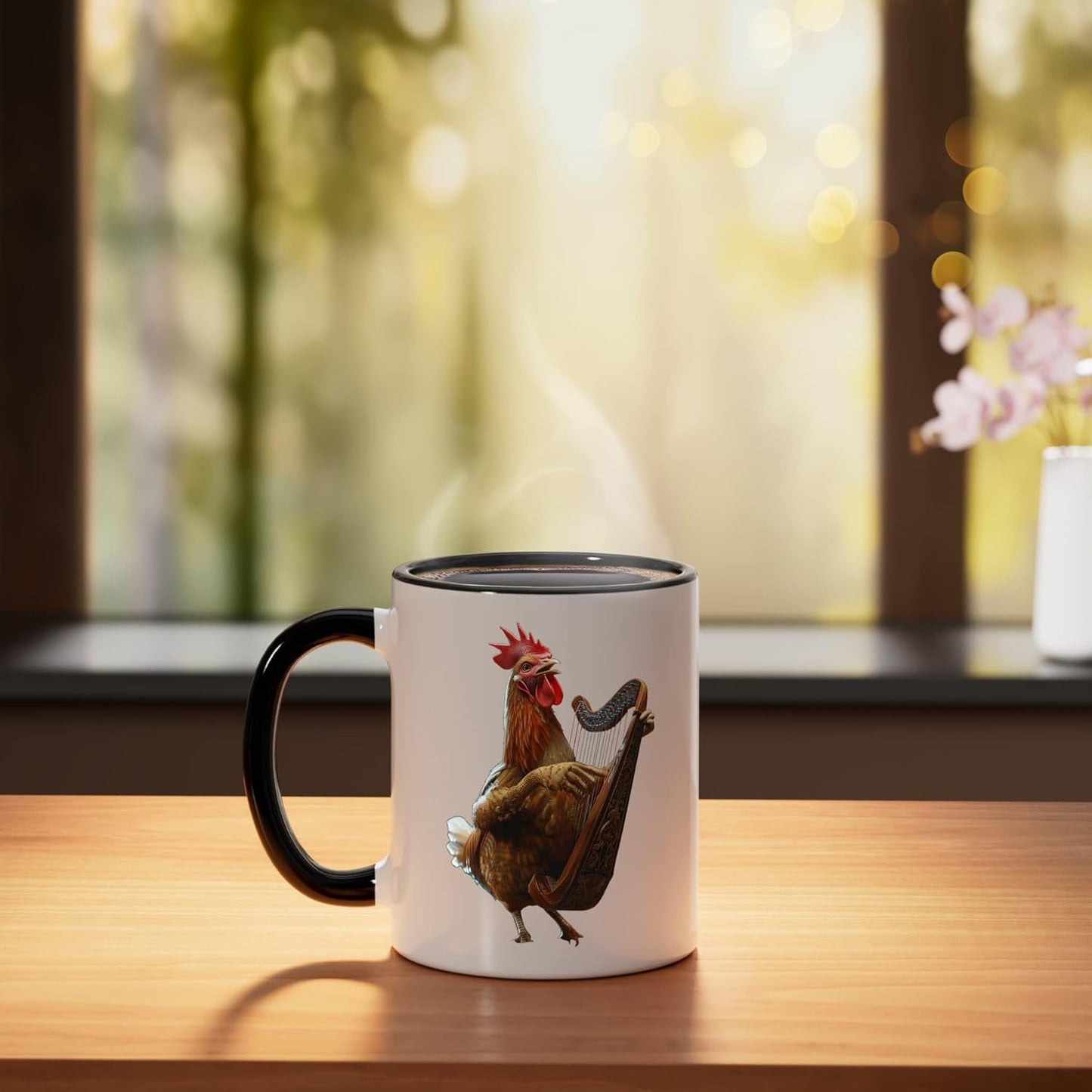 Taza cerámica Harp Chicken negra/blanca