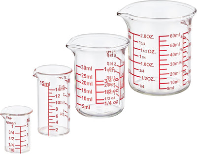 Juego de vasos medidores de vidrio de 4 piezas estilo borosilicato