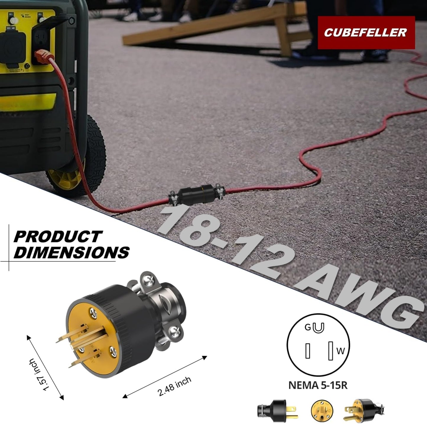 Set enchufes eléctricos 15A 125V NEMA 5-15P y 5-15R