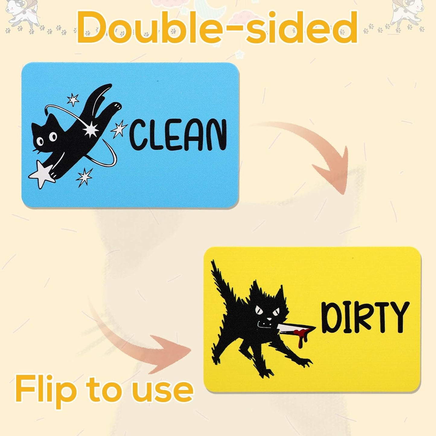 2 imanes para lavavajillas Black Cat Clean Dirty cuadrados para cocina y servicio