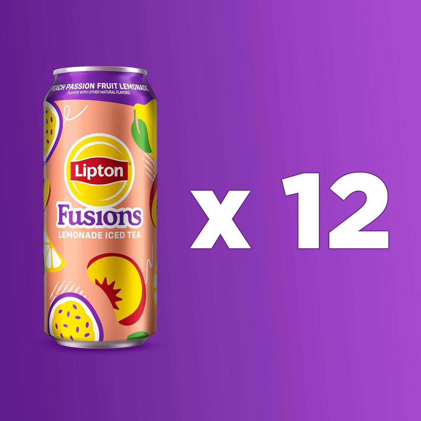 Té helado pasión y melocotón Lipton Fusions 16oz pack 12