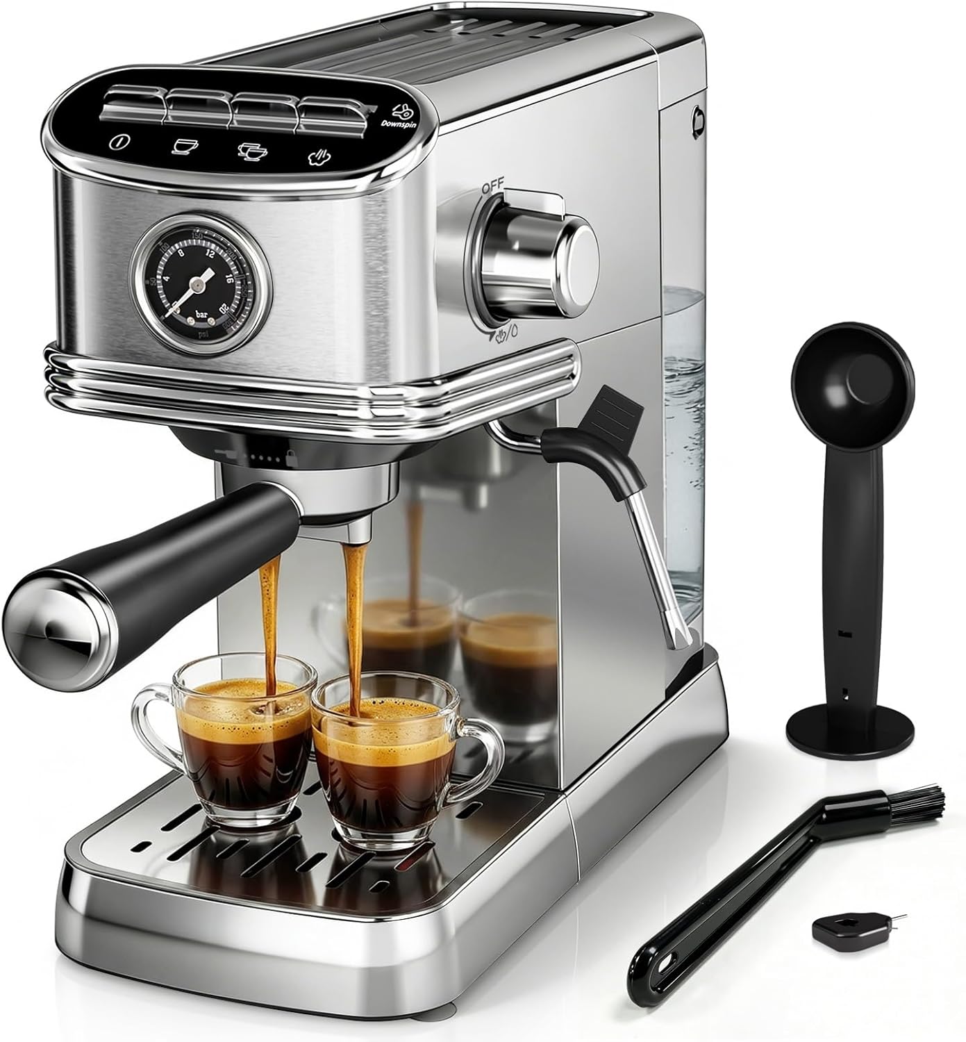 Cafetera Espresso Compacta 20 Bar Acero Inox Capuchino