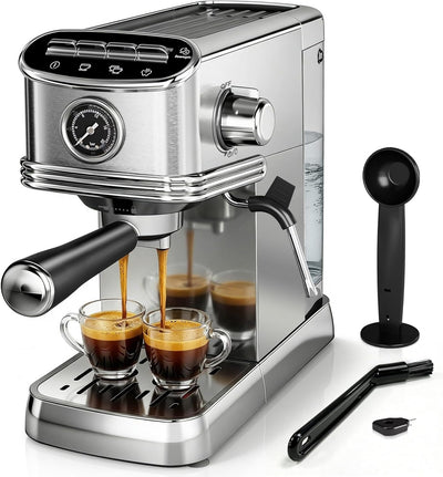 Cafetera Espresso Compacta 20 Bar Acero Inox Capuchino