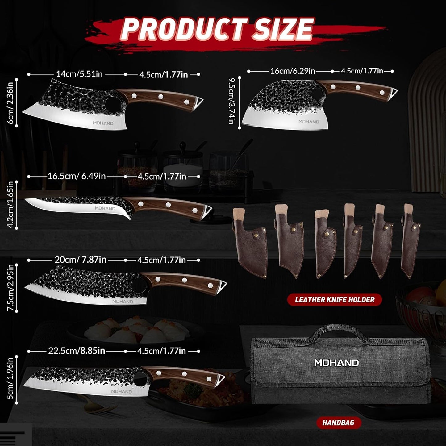 Set 12 Cuchillos Chef Acero Alto Carbono con Bolsa