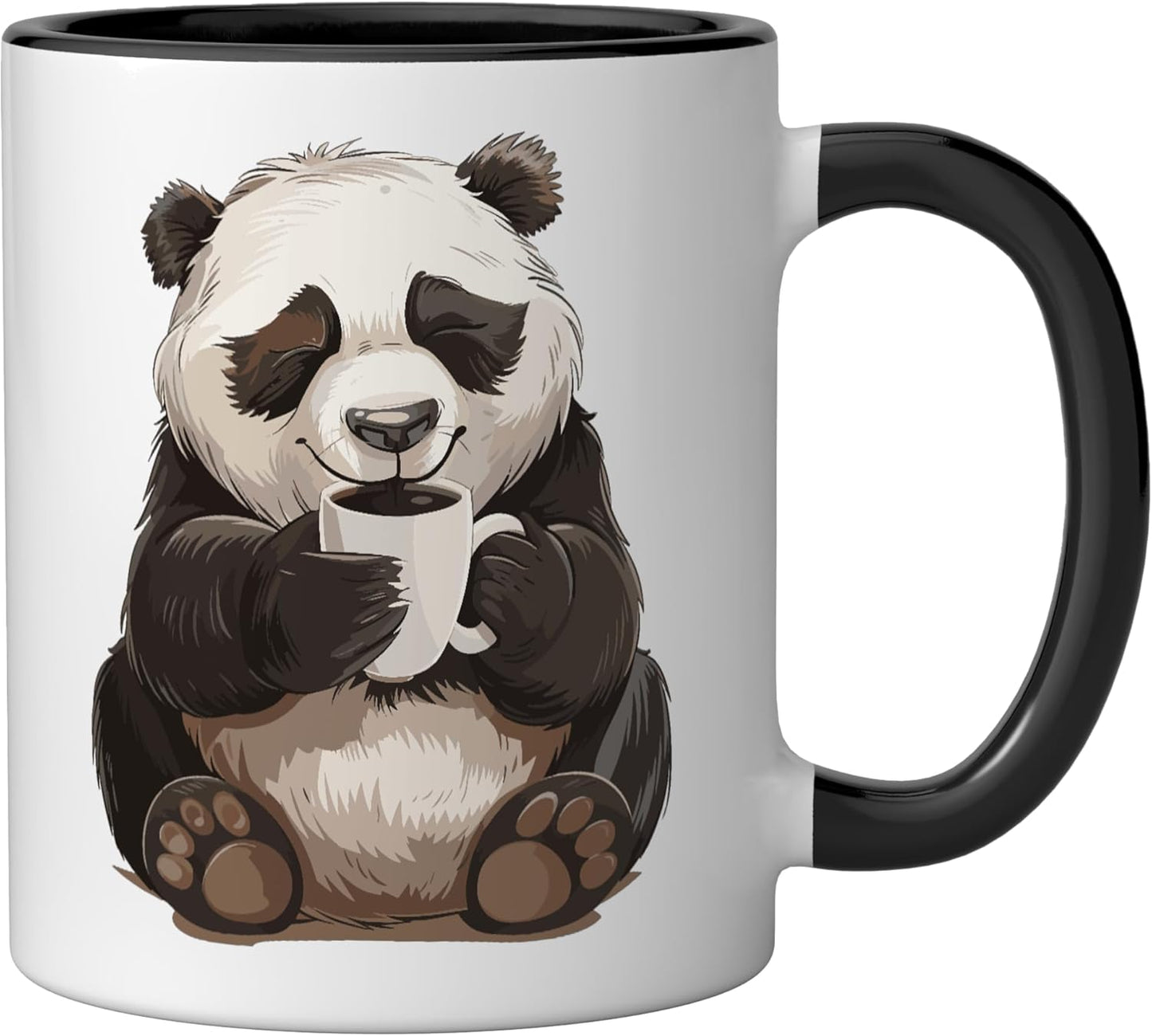 Taza de café cerámica Panda Coffee negra/blanca