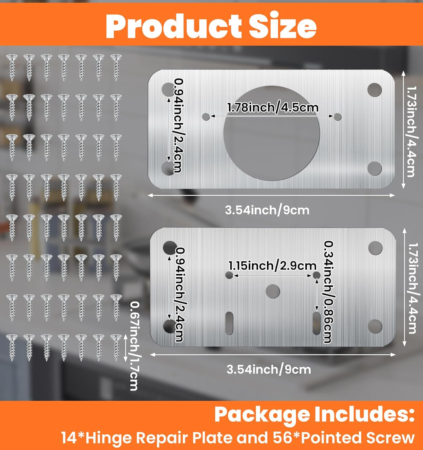 Kit placa reparación bisagras 14 pzas acero inox