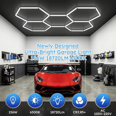 Luces hexagonales garaje 5 LED 6500K poliester