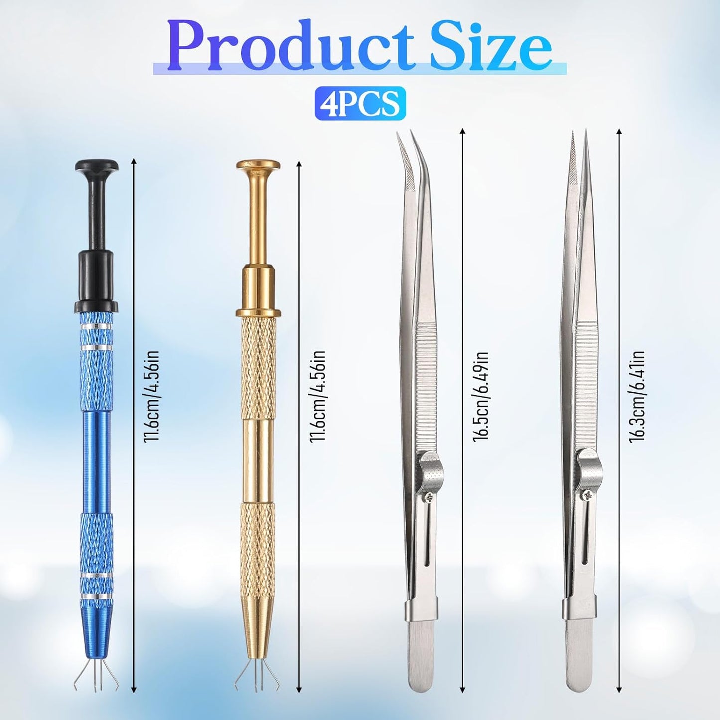 4 Pinzas Acero Inox Antiderrap Joyería Profesional