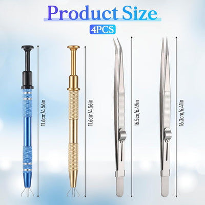 4 Pinzas Acero Inox Antiderrap Joyería Profesional