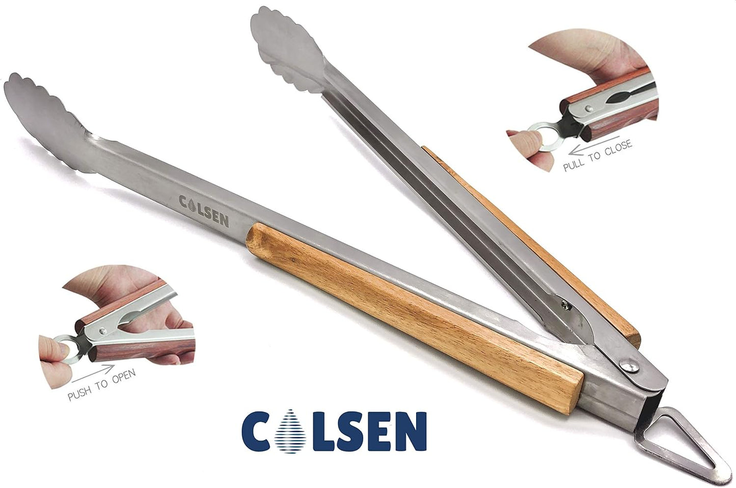 Set 3 Pzas Utensilios Barbacoa Acero Inox Marrón