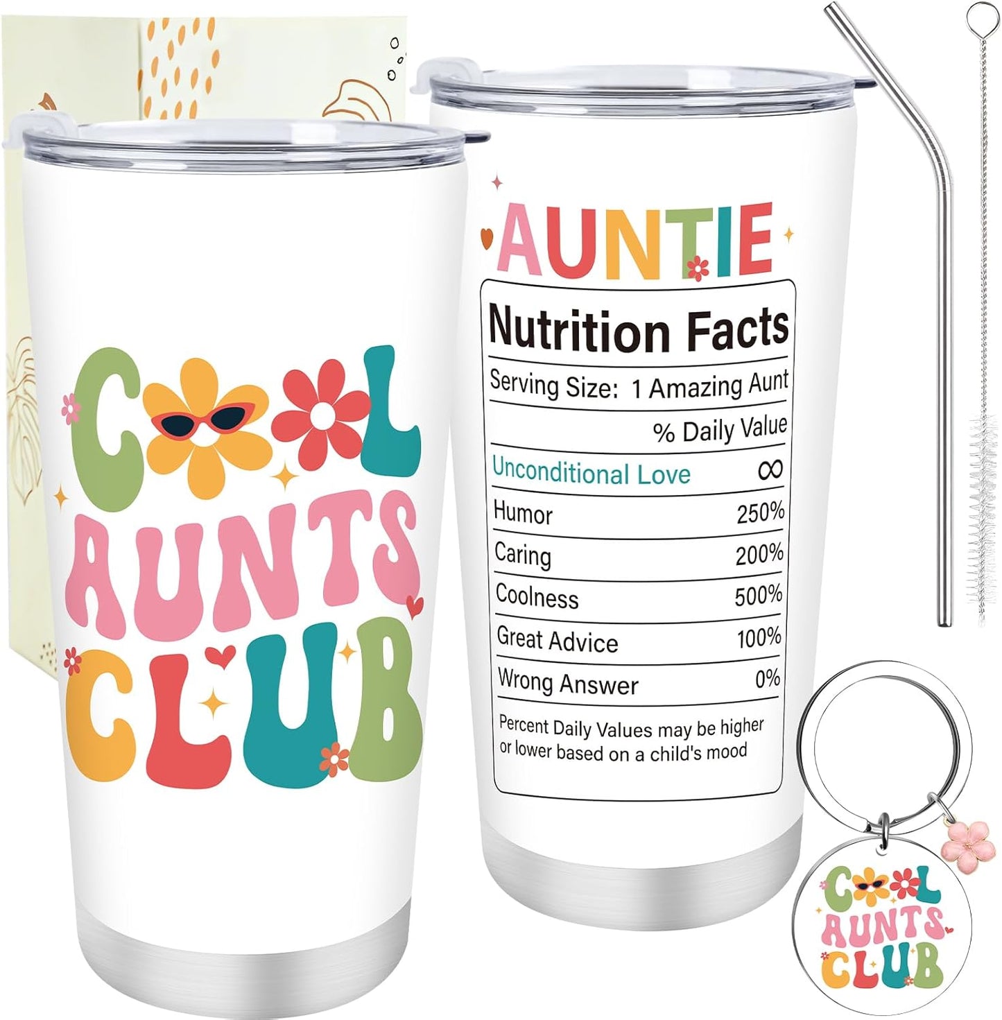 Regalos para tía sobrina y sobrino vaso 20 oz con llavero cumpleaños día de la madre navidad