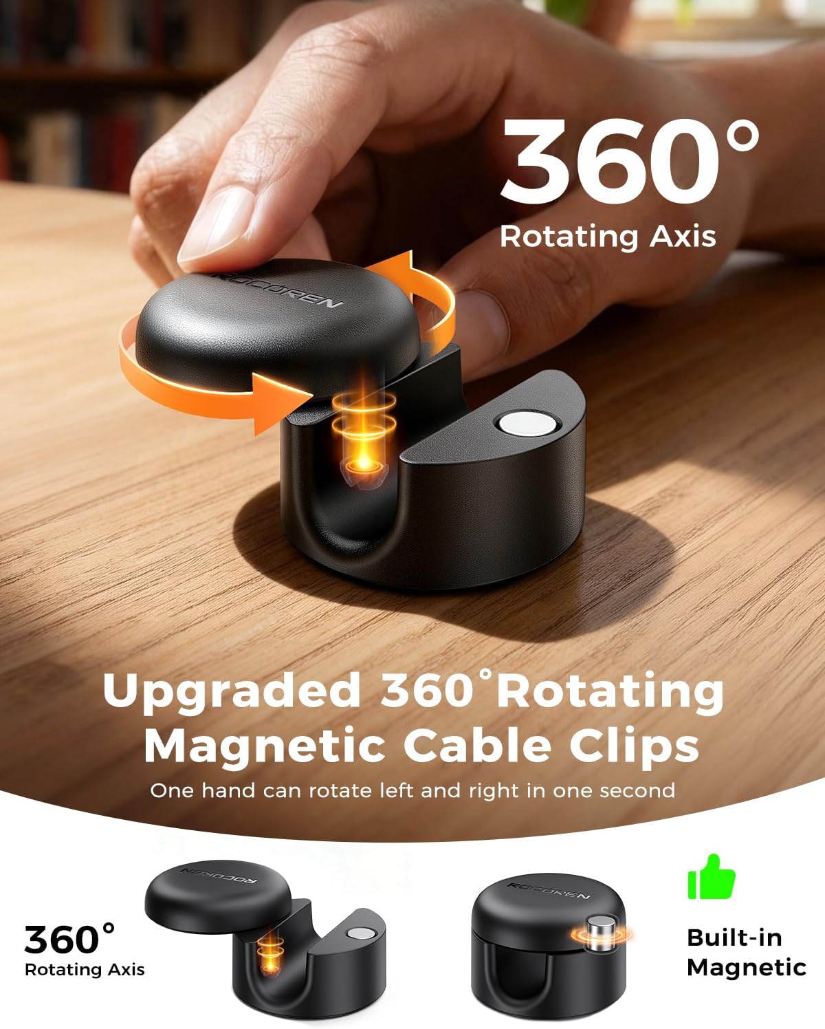 Pack 9 clips magnéticos para cables adhesivos organizador