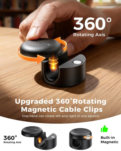 Pack 9 clips magnéticos para cables adhesivos organizador