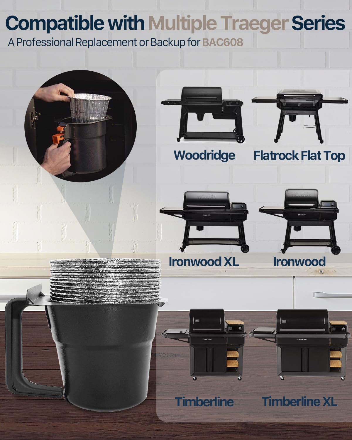 Revestimiento cubo grasa Traeger BAC608 para bandeja goteo