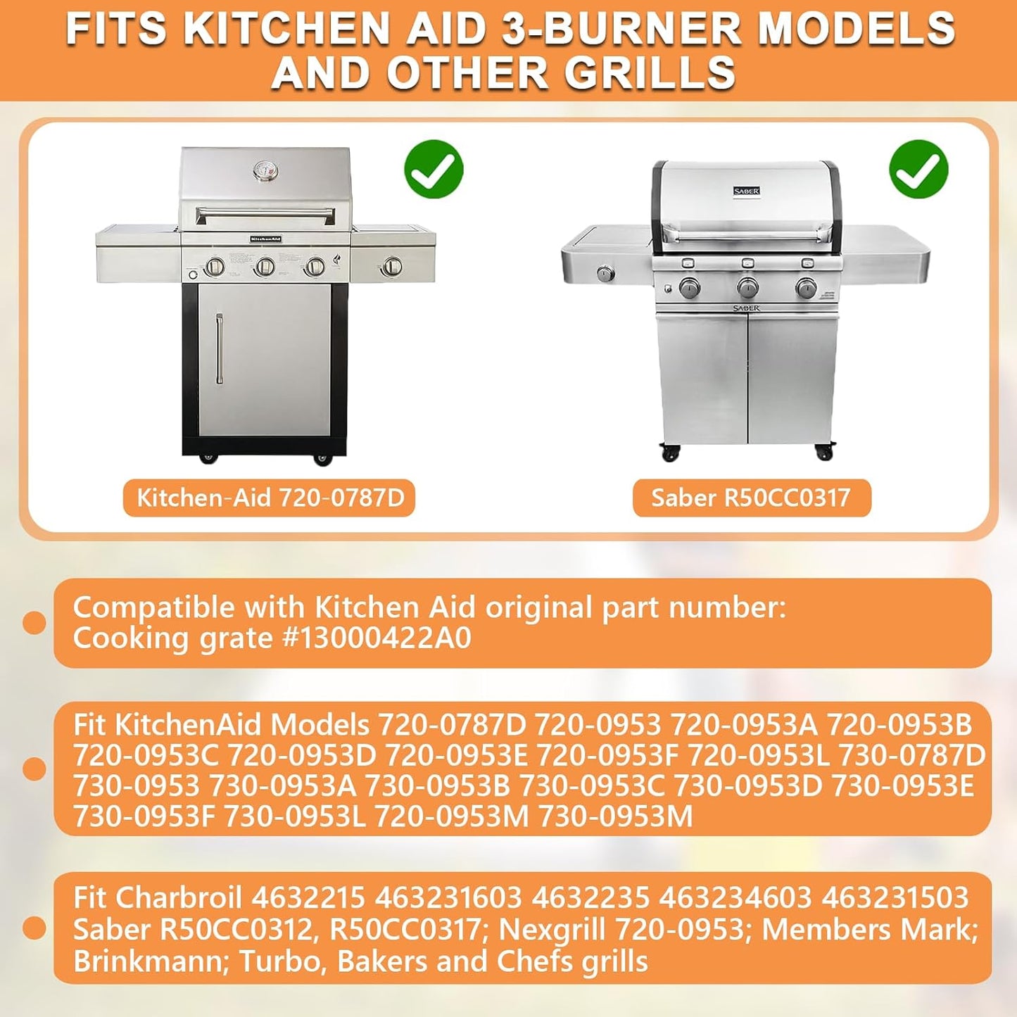 Rejillas parrilla KitchenAid 720-0953 acero inox