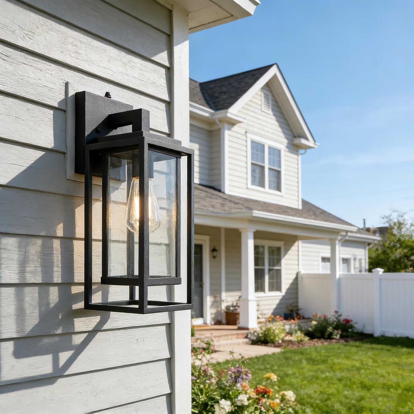 Lámpara pared exterior 18pulg sensor vidrio templado