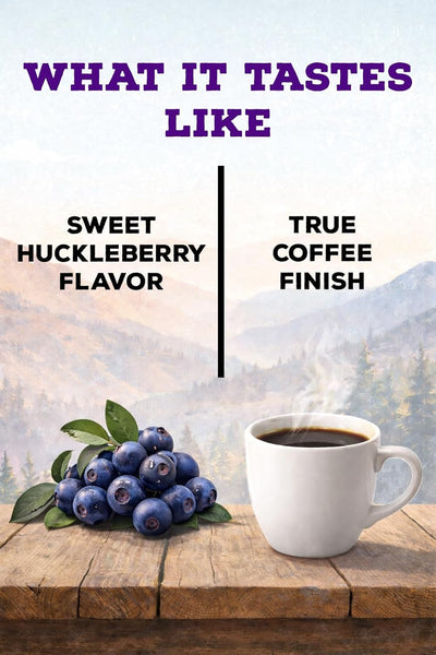 Café Wild Huckleberry molido con sabor a arándano 100% arábica para gotear verter y prensa francesa 12 oz