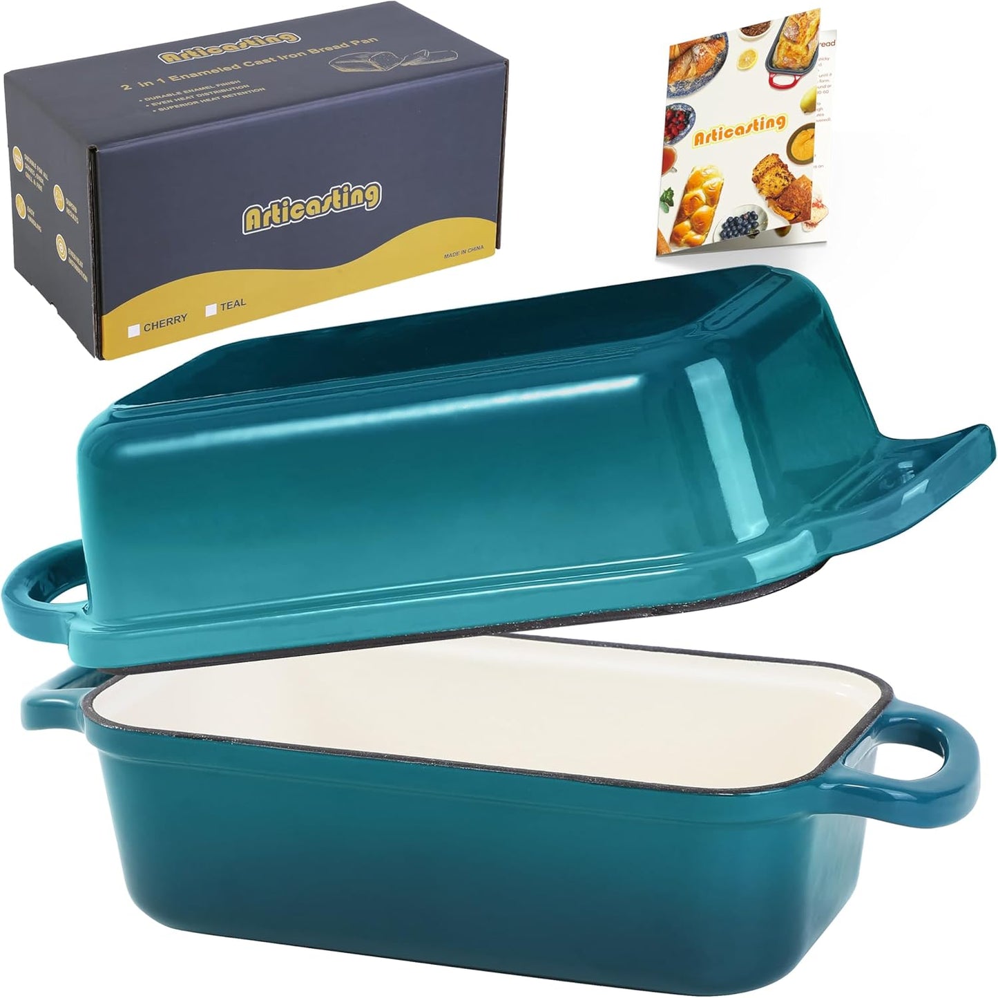 Molde Pan Hierro Fundido Esmaltado 2en1 9x5 Cereza Verde