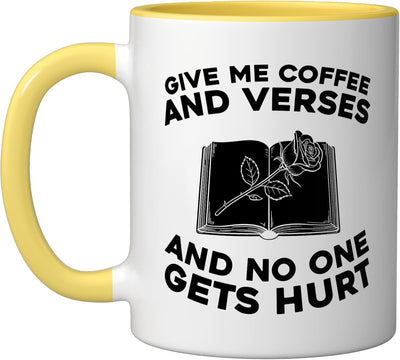 Taza Cerámica Poesía Literatura Amarillo/Blanco