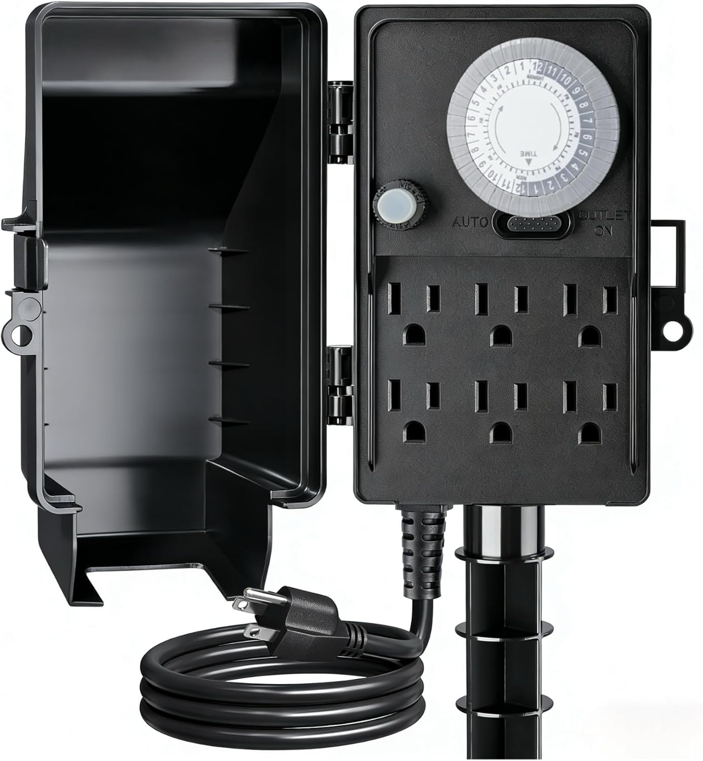 Temporizador eléctrico exterior 24h con enchufe múltiple