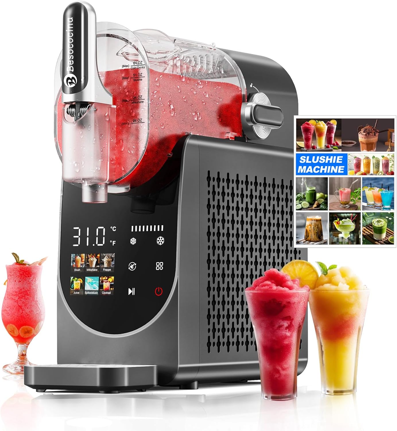 Máquina de granizado para bebidas congeladas sin hielo con limpieza automática