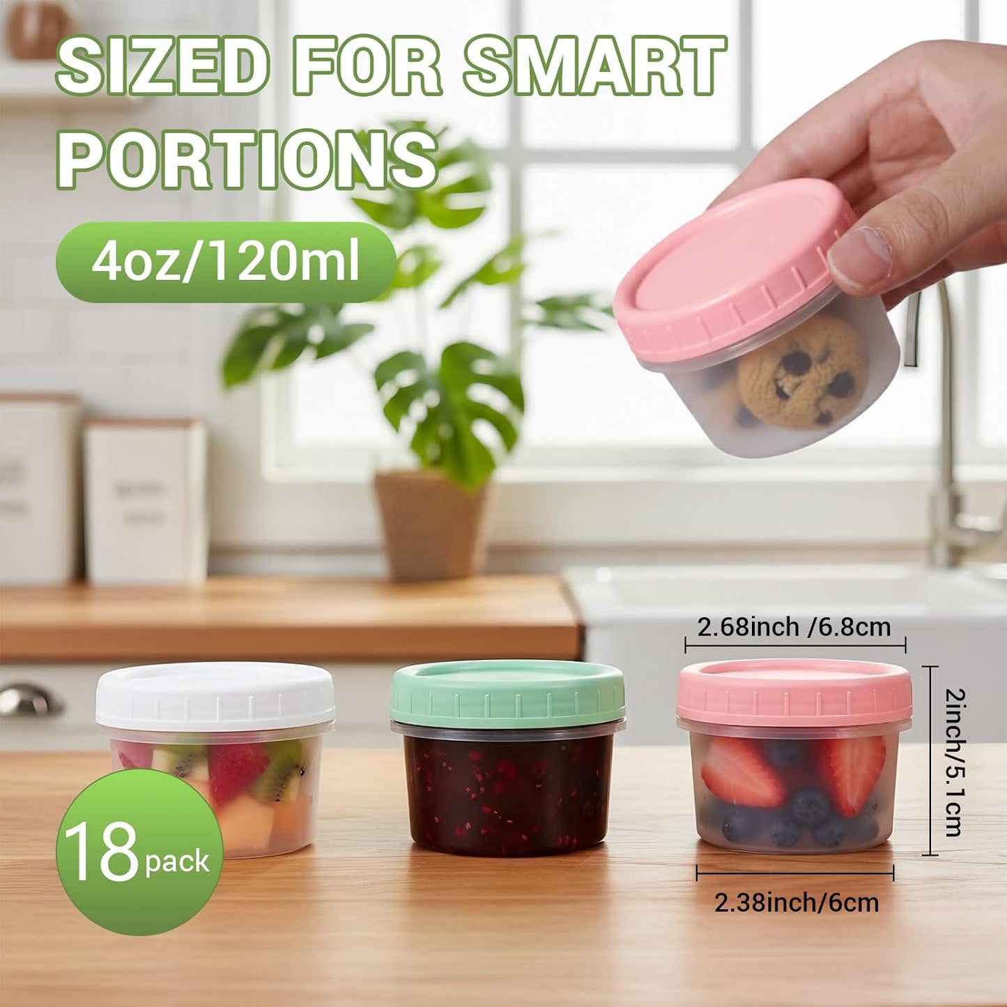 Recipientes de almacenamiento de alimentos 4 oz sin BPA con tapas giratorias