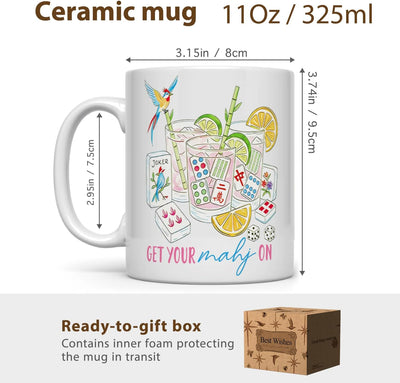 Taza de café Mahjong para mujer regalo cumpleaños madre abuela tía hermana 11 oz