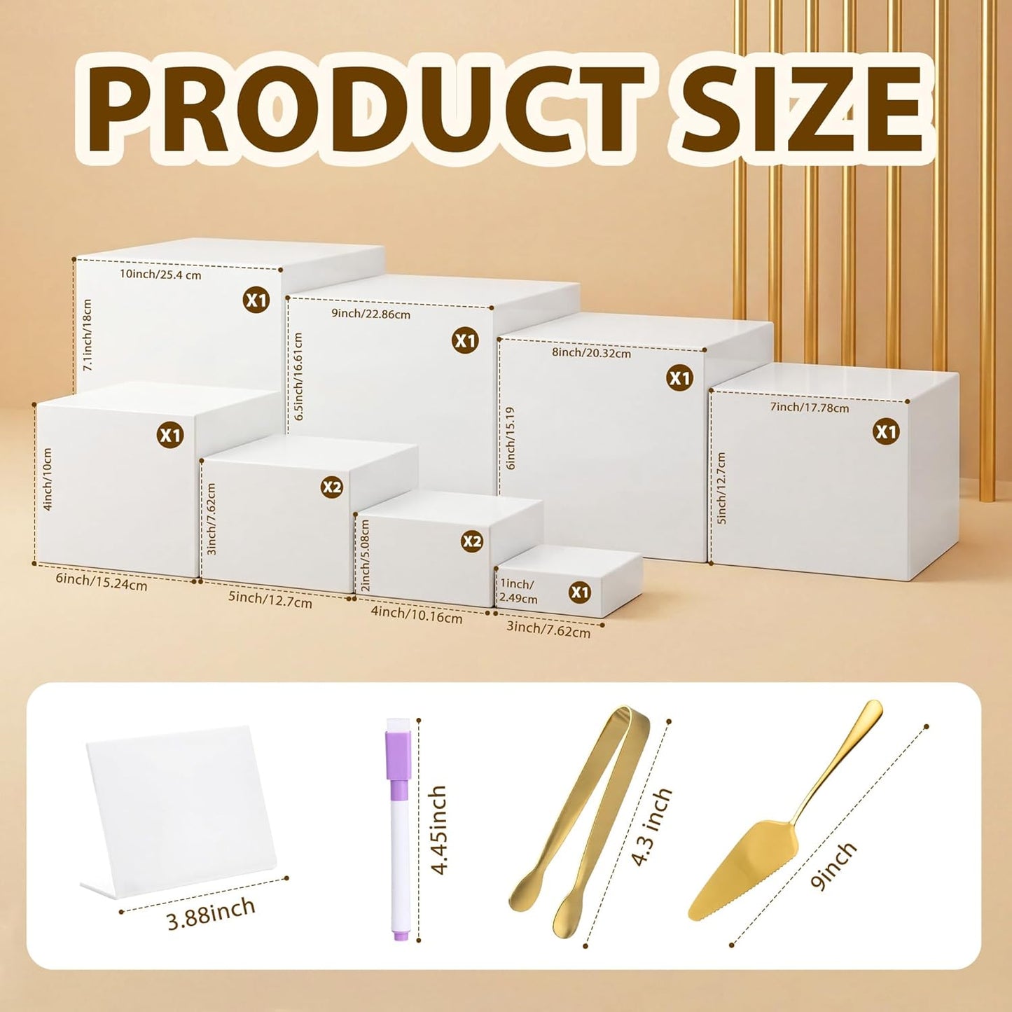 10 Elevadores Bufé Con Pinzas Acrílicos Blancos 10x9x8pulg