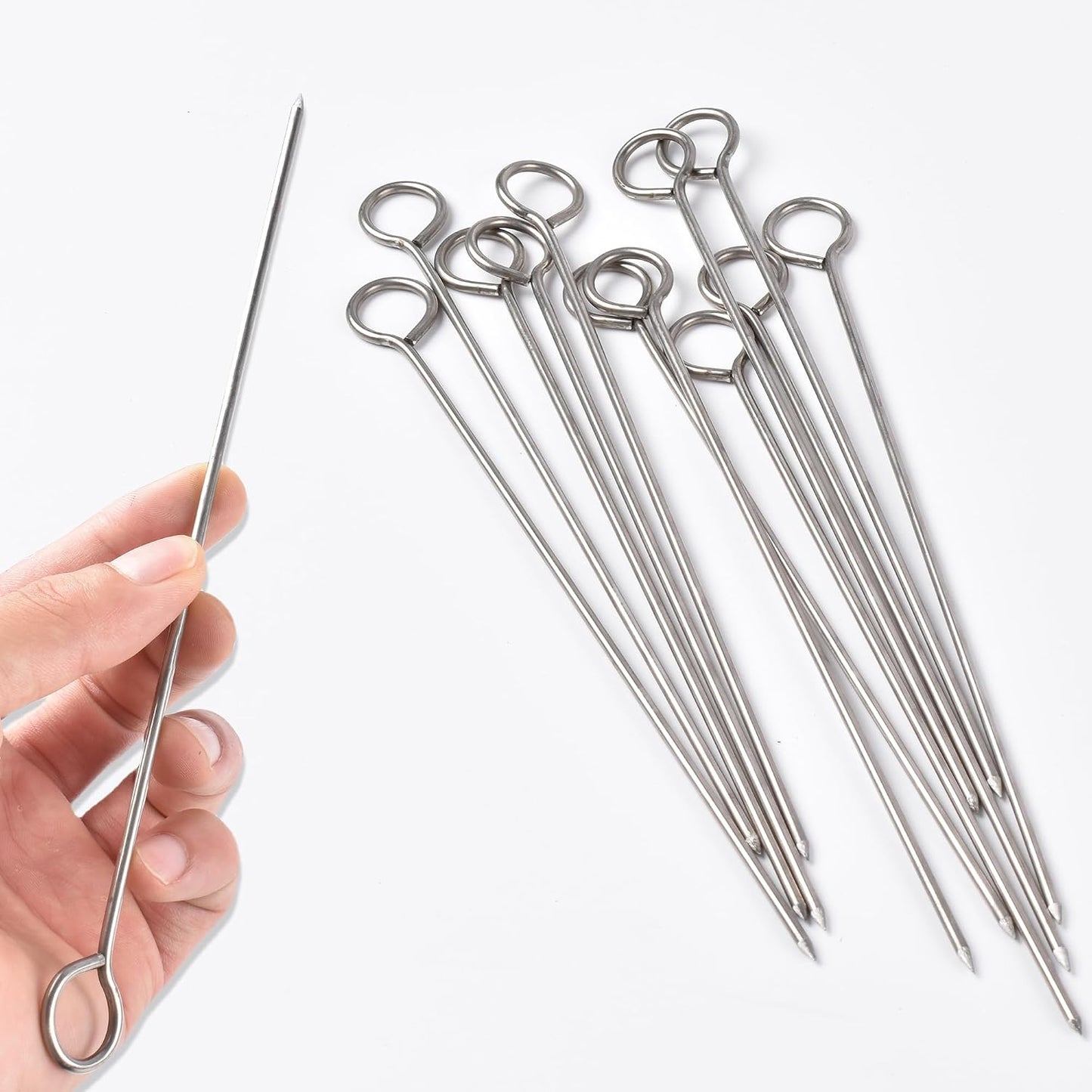Brochetas acero inox 8pulg para shish kebab 12pzas