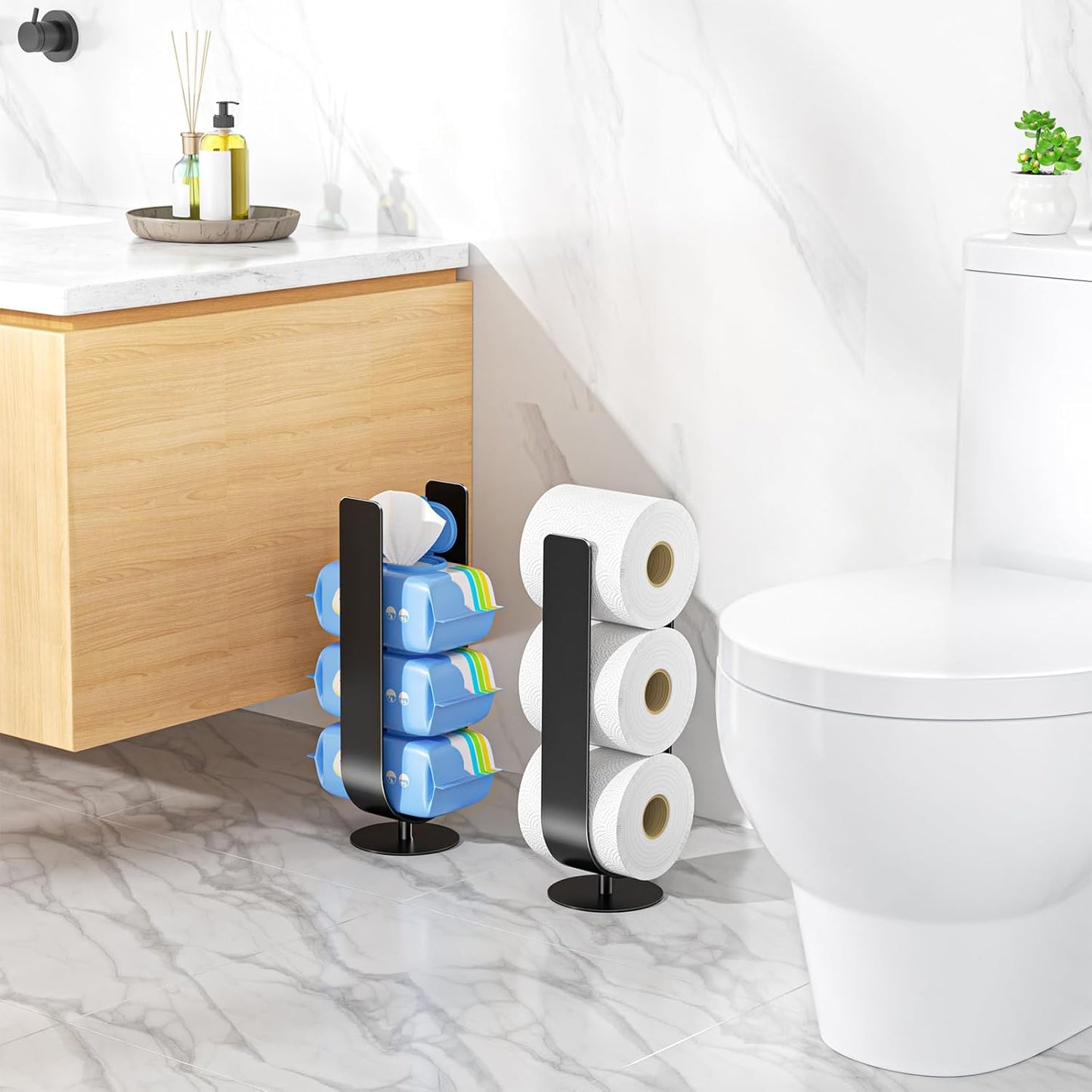 Soporte papel higiénico para 3 rollos metal negro