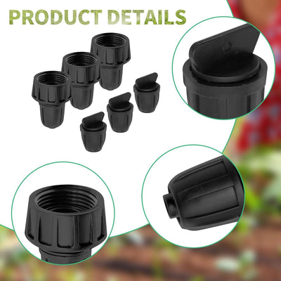 6 Accesorios Tubo Riego 5/16pulg Adaptadores y Tapones Roscados