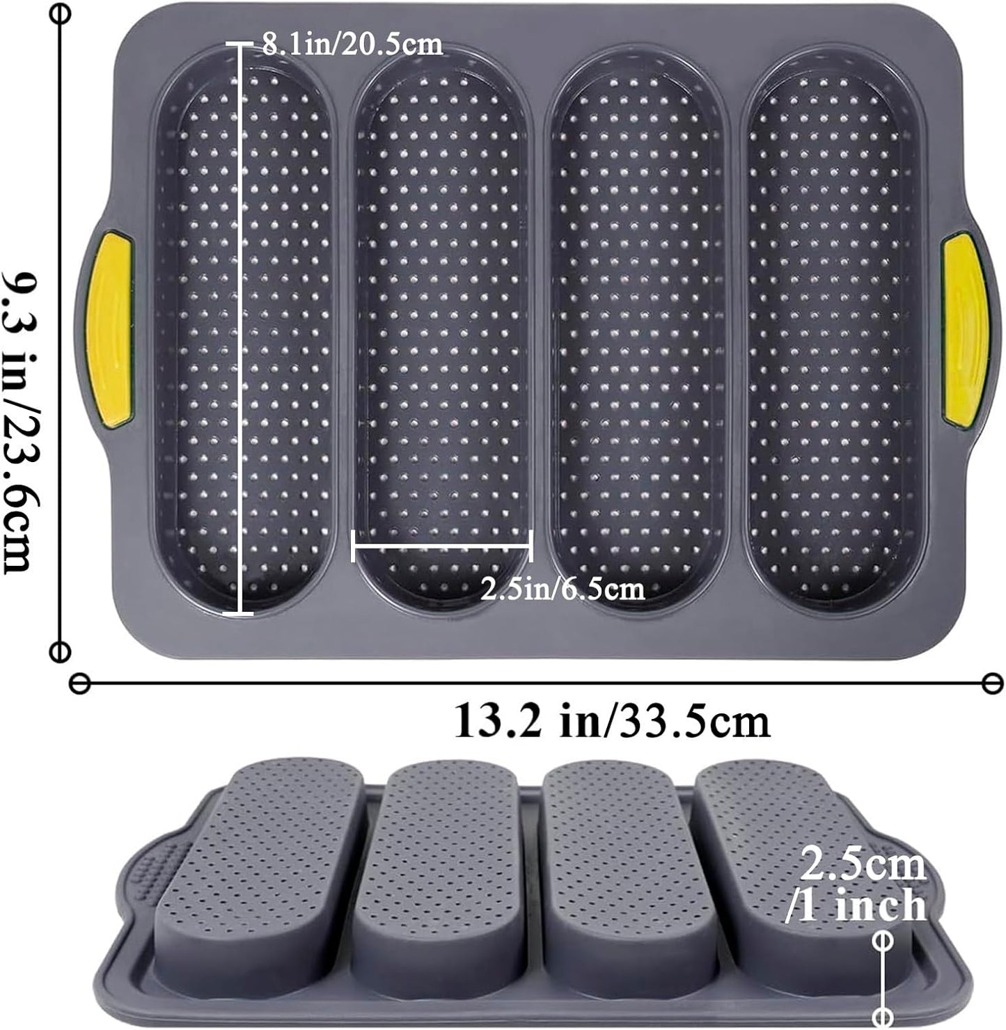 Moldes de silicona para pan de baguette y francés de 4 cavidades