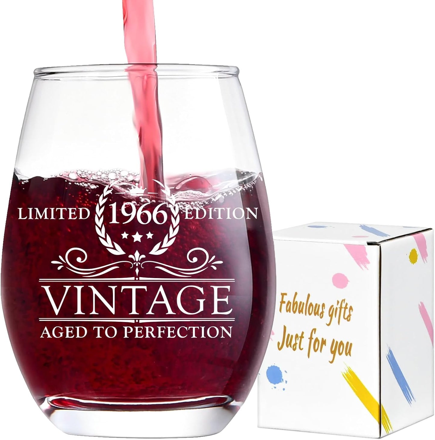 Copa de vino vintage 1966 regalo 60 cumpleaños mujer