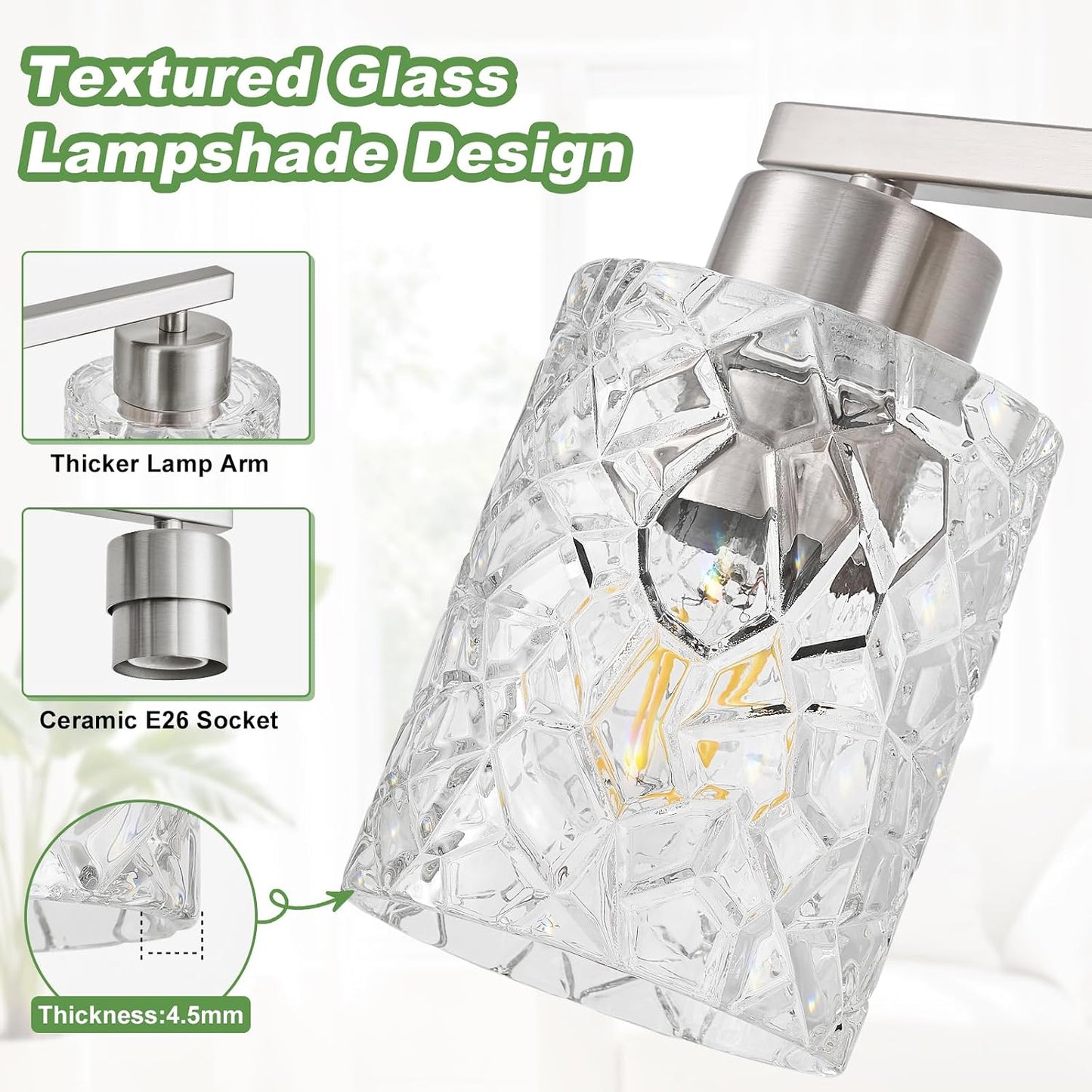 Lámpara baño níquel cepillado 3 luces modernas espejo