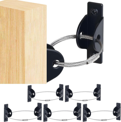 Set 6 Anclajes Pared Metal Antipunta Seguridad Bebé Negro