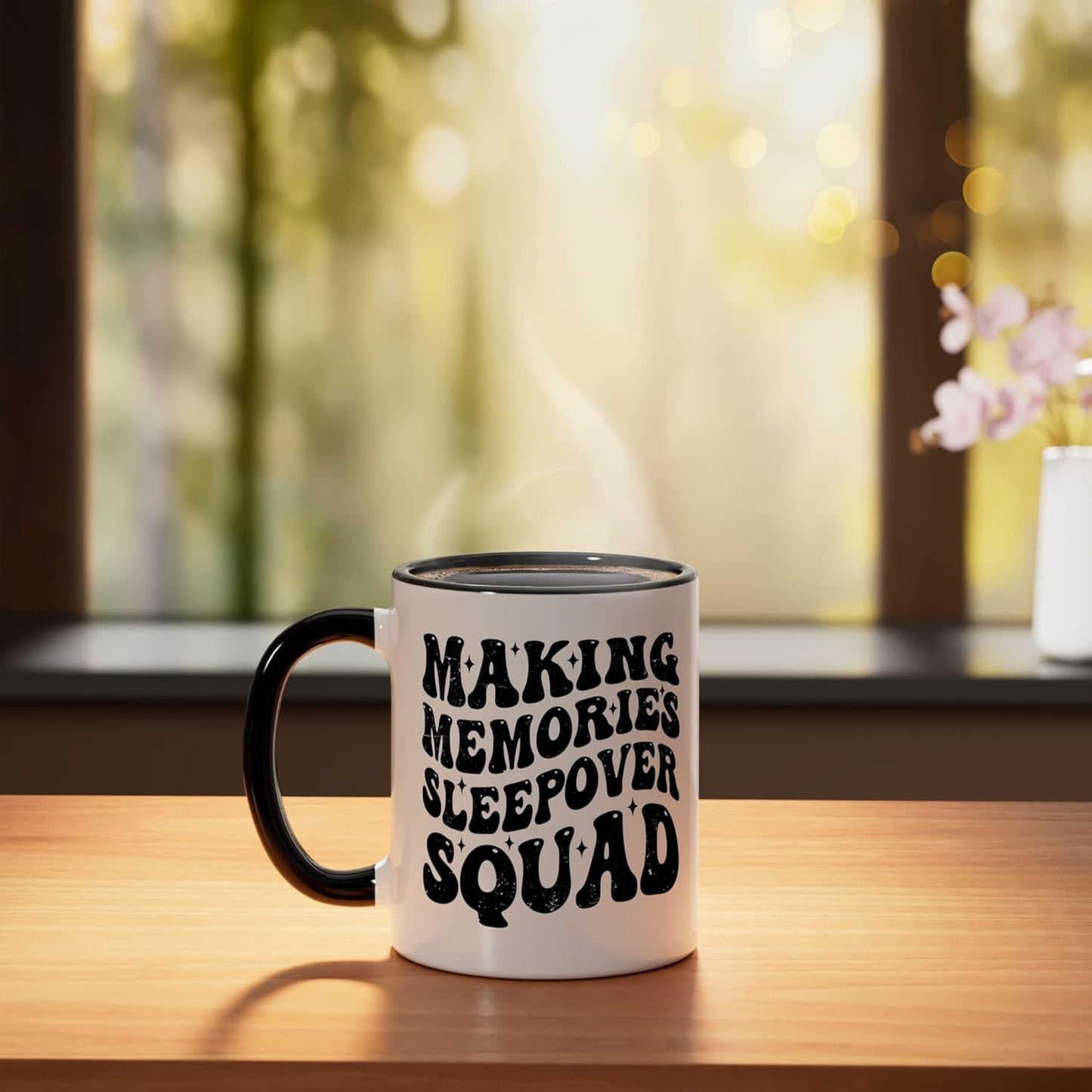 Taza cerámica Sleepover Squad Slumber Pajama Party negra/blanca