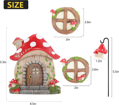 Accesorios jardín hadas brilla oscuridad puerta ventanas hongos