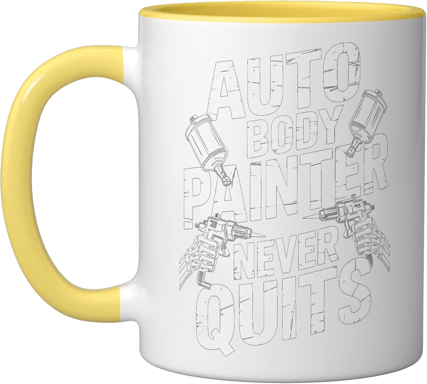 Taza Cerámica para Pintor Automotriz Amarillo/Blanco